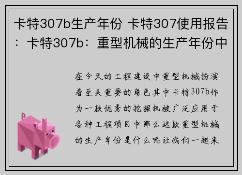 卡特307b生产年份 卡特307使用报告：卡特307b：重型机械的生产年份中心